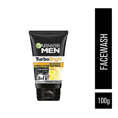 Garnier Face Wash Men Turbo Bright Double Action	